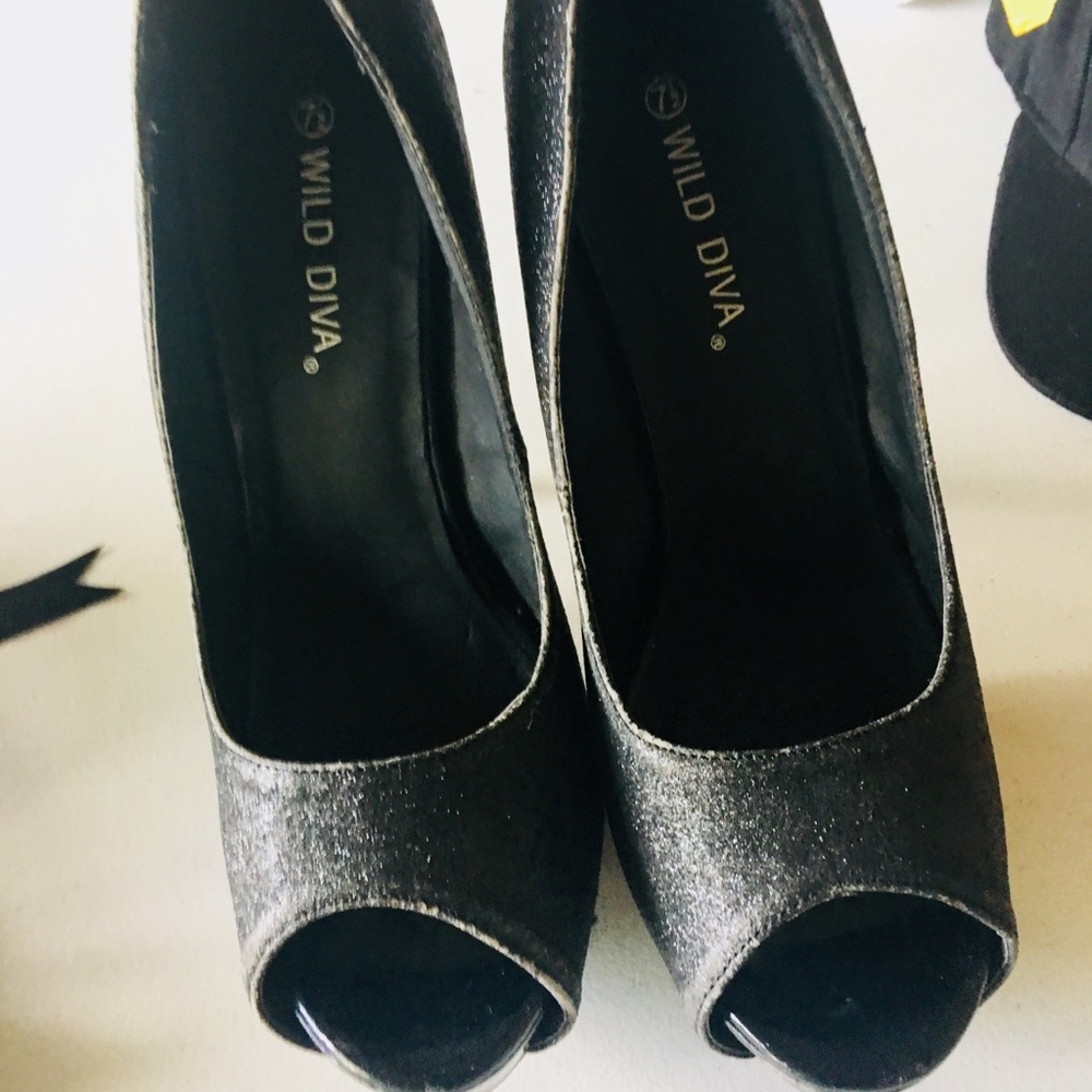 Glitter black 3 inch heel